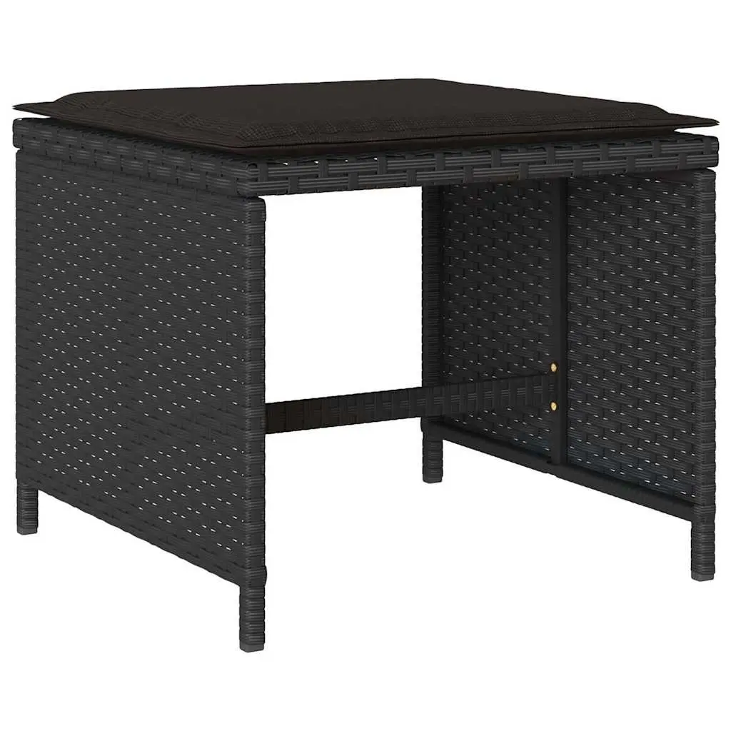 Outdoor Dining Set 15 Piece Black PE Rattan Garden Furniture with Cushions