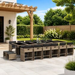 Versatile 17 Piece Garden Dining Set for Outdoor Use