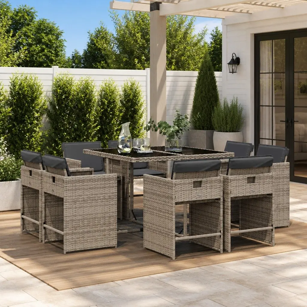 9 Piece Garden Dining Set for Outdoor Use
