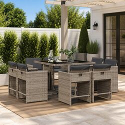 Practical 9 Piece Garden Dining Set for Outdoor Use
