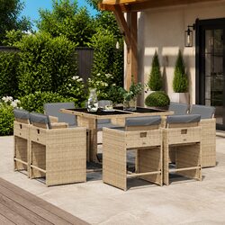Compact 9-Piece Garden Dining Set for Outdoor Use