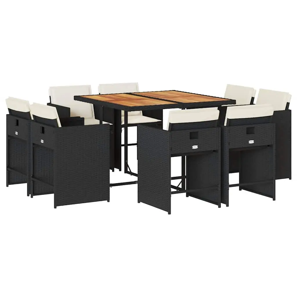 Garden Dining Set 9 Piece Outdoor Furniture Poly Rattan Chairs Table Cushions
