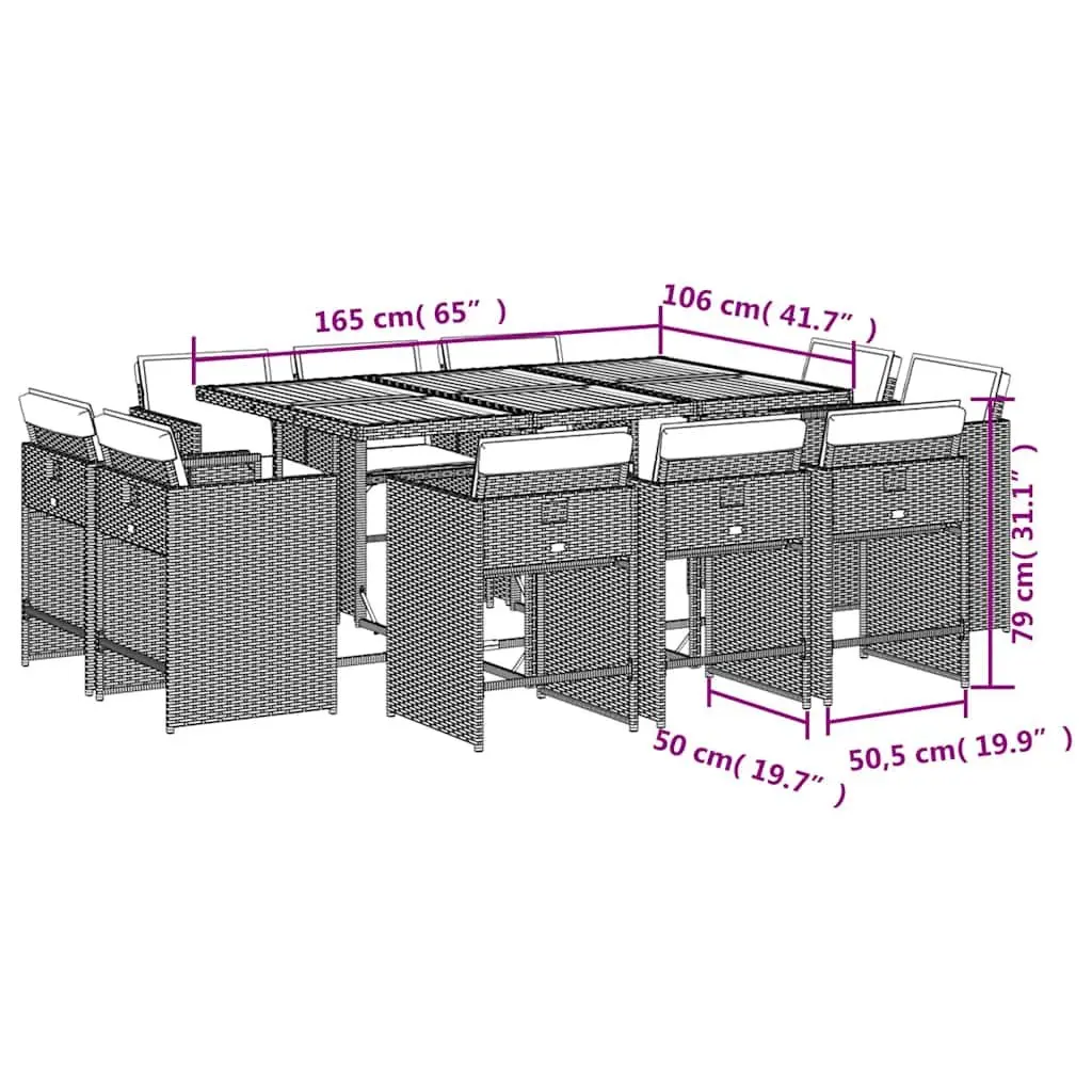 11 Piece Dining Set for Garden Use