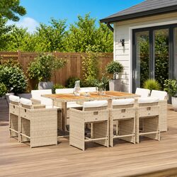 Practical 11 Piece Garden Dining Set for Relaxed Gatherings