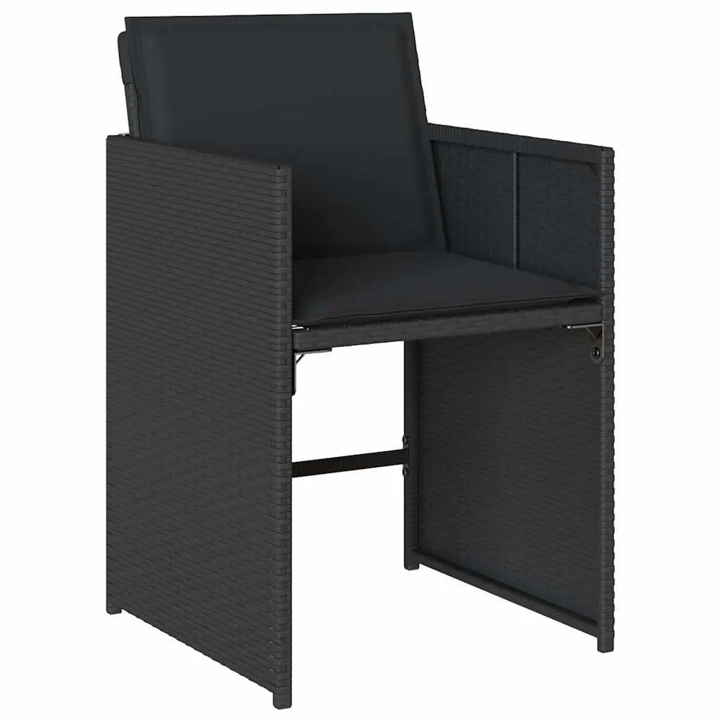 Garden Dining Set 15 Piece PE Rattan Outdoor Furniture Black with Cushions