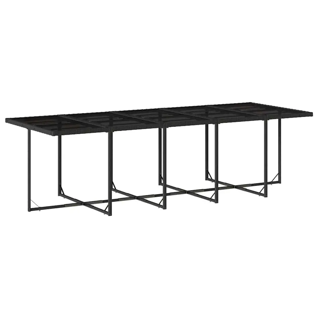 Garden Dining Set 15 Piece PE Rattan Outdoor Furniture Black with Cushions