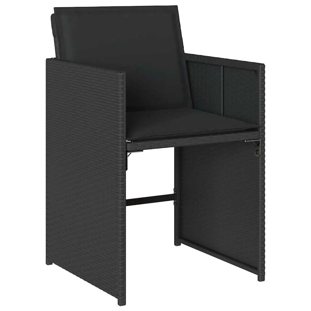 Outdoor Dining Set Poly Rattan 17 Piece Garden Furniture Black with Cushions