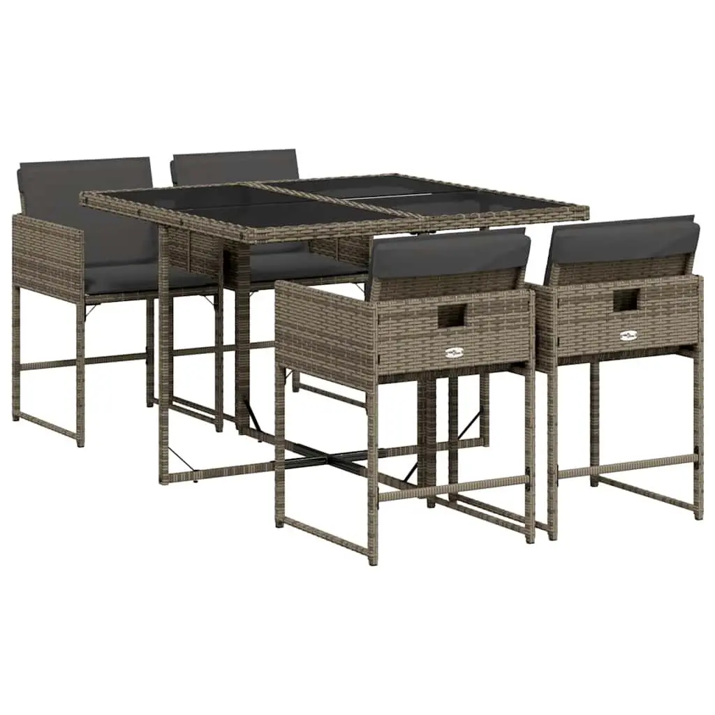 Garden Dining Set PE Rattan 5 Piece Outdoor Furniture Grey Table Chairs