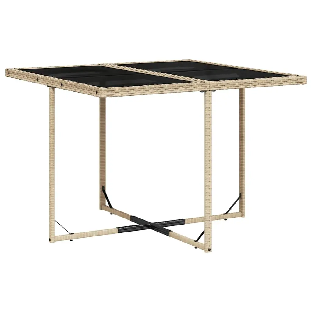 Outdoor Furniture Dining Set 5 Piece Beige Rattan Table with Cushions and Chairs