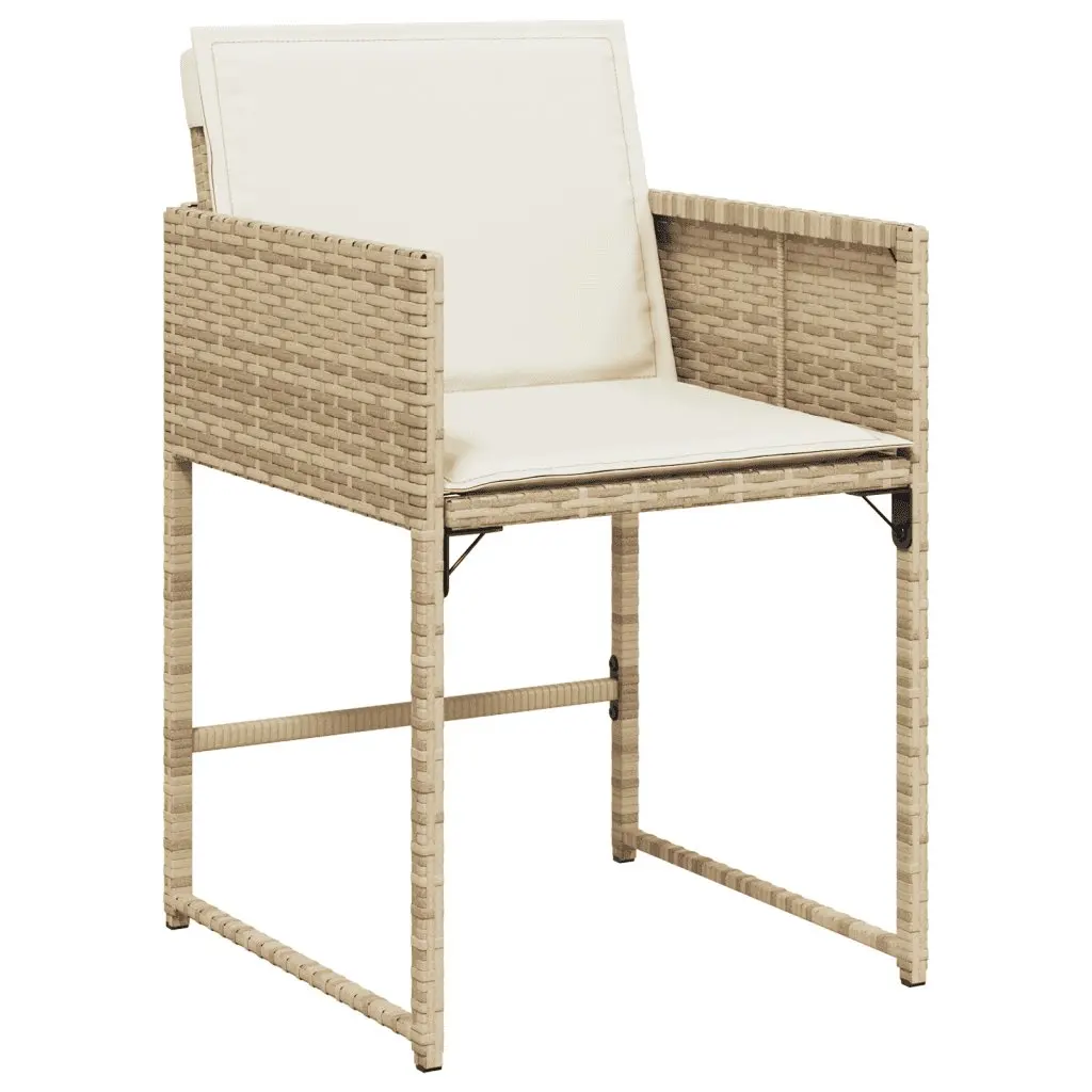 5 Piece Garden Dining Set PE Rattan Beige Outdoor Furniture Acacia Wood Table and Chairs