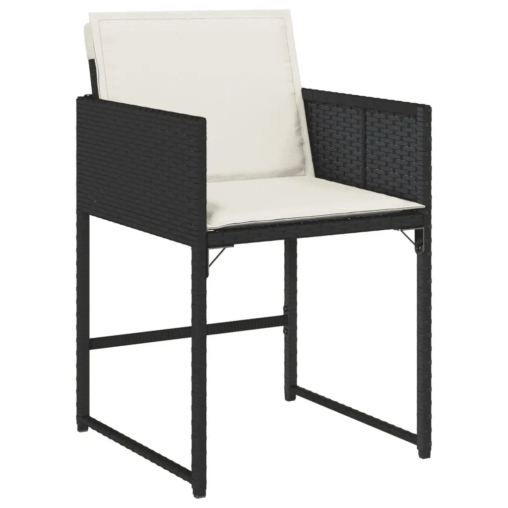 7 Piece Outdoor Garden Dining Set PE Rattan Black Cushioned Chairs Table