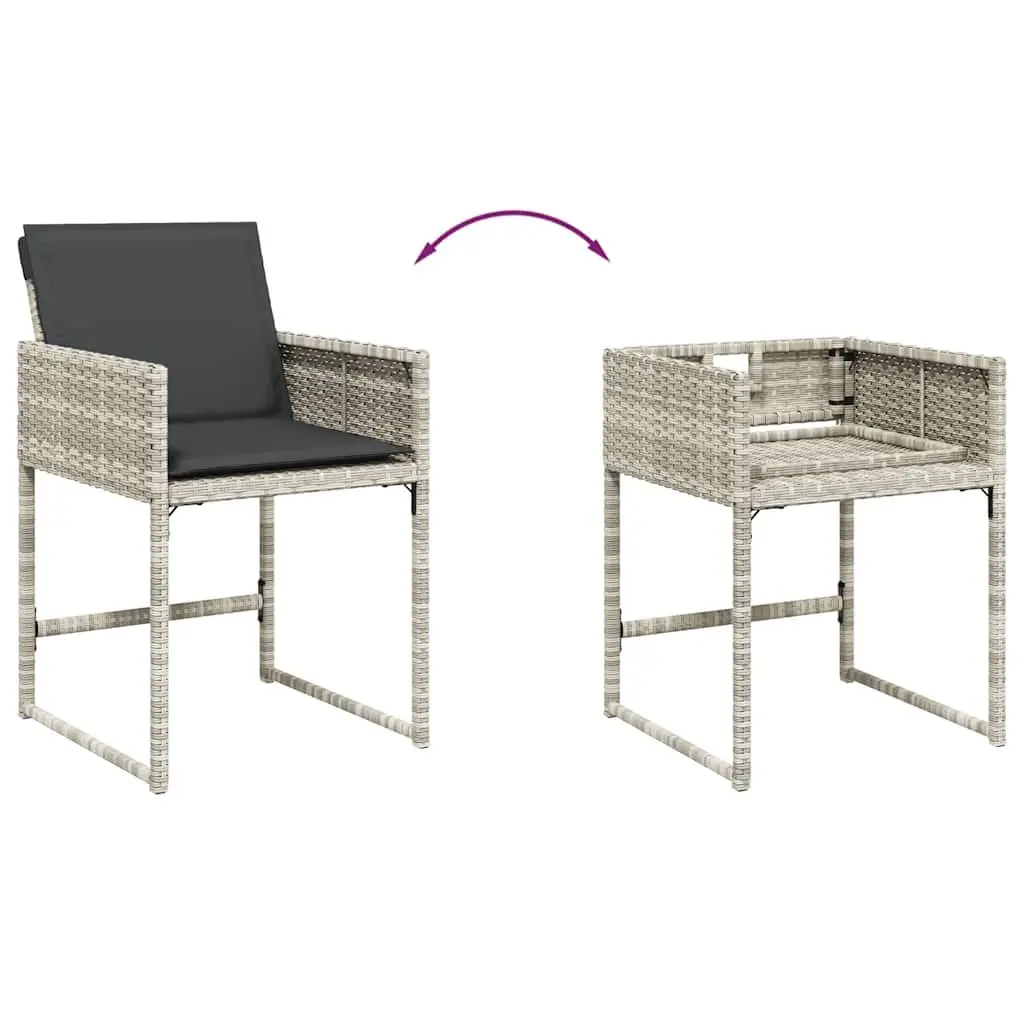 7 Piece Outdoor Garden Dining Set Grey PE Rattan Chairs Table Cushions Patio