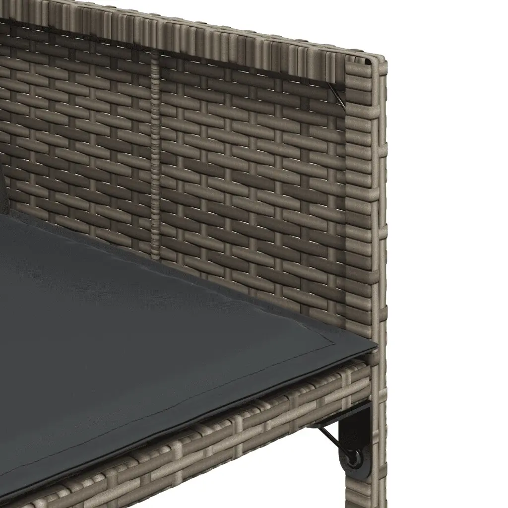 9 Piece Garden Dining Set Grey Poly Rattan Outdoor Furniture with Cushions