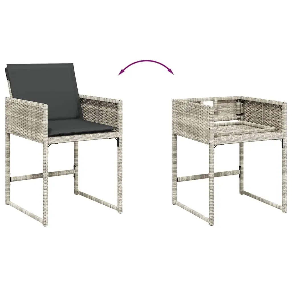 9 Piece Garden Dining Set Poly Rattan Chairs Table with Cushions Grey