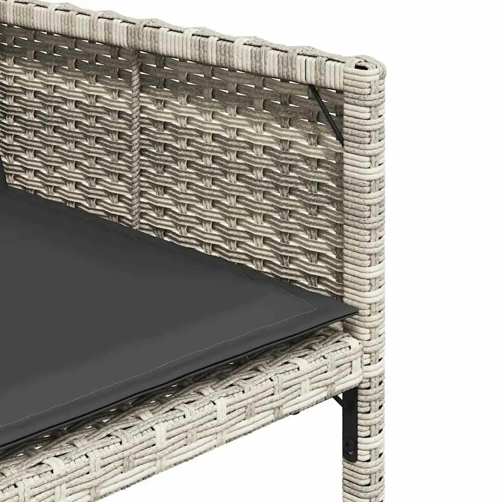 Outdoor Dining Set Grey 11 Piece Poly Rattan Furniture with Cushions and Glass Top