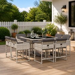 Practical 9-Piece Outdoor Dining Set with Foldable Chairs