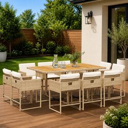 Practical 11 Piece Garden Dining Set for Outdoor Use