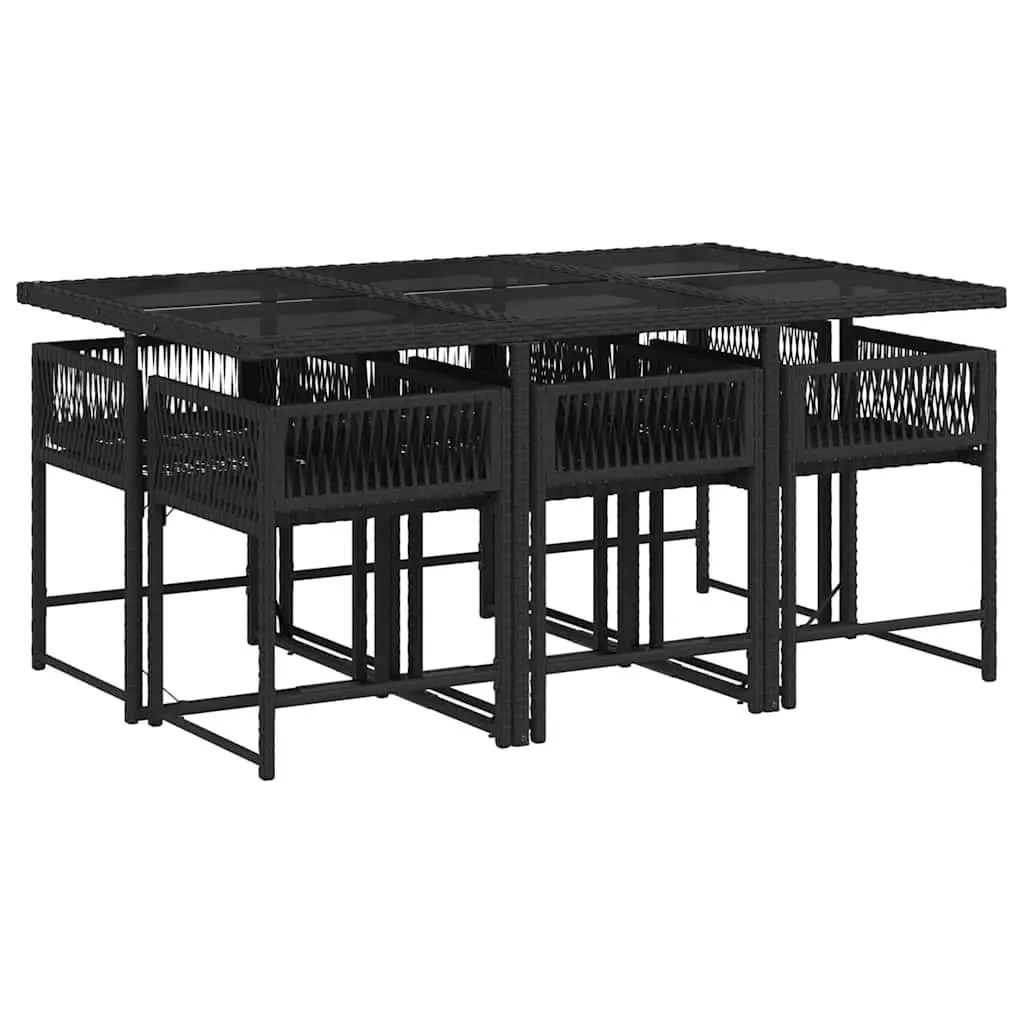 7 Piece Garden Dining Set PE Rattan Outdoor Patio Furniture with Cushions Black