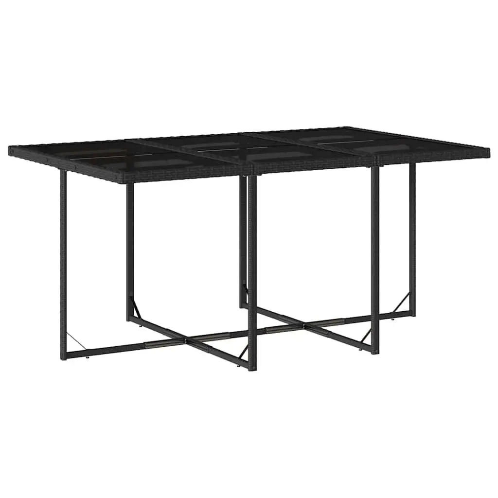 7 Piece Garden Dining Set PE Rattan Outdoor Patio Furniture with Cushions Black