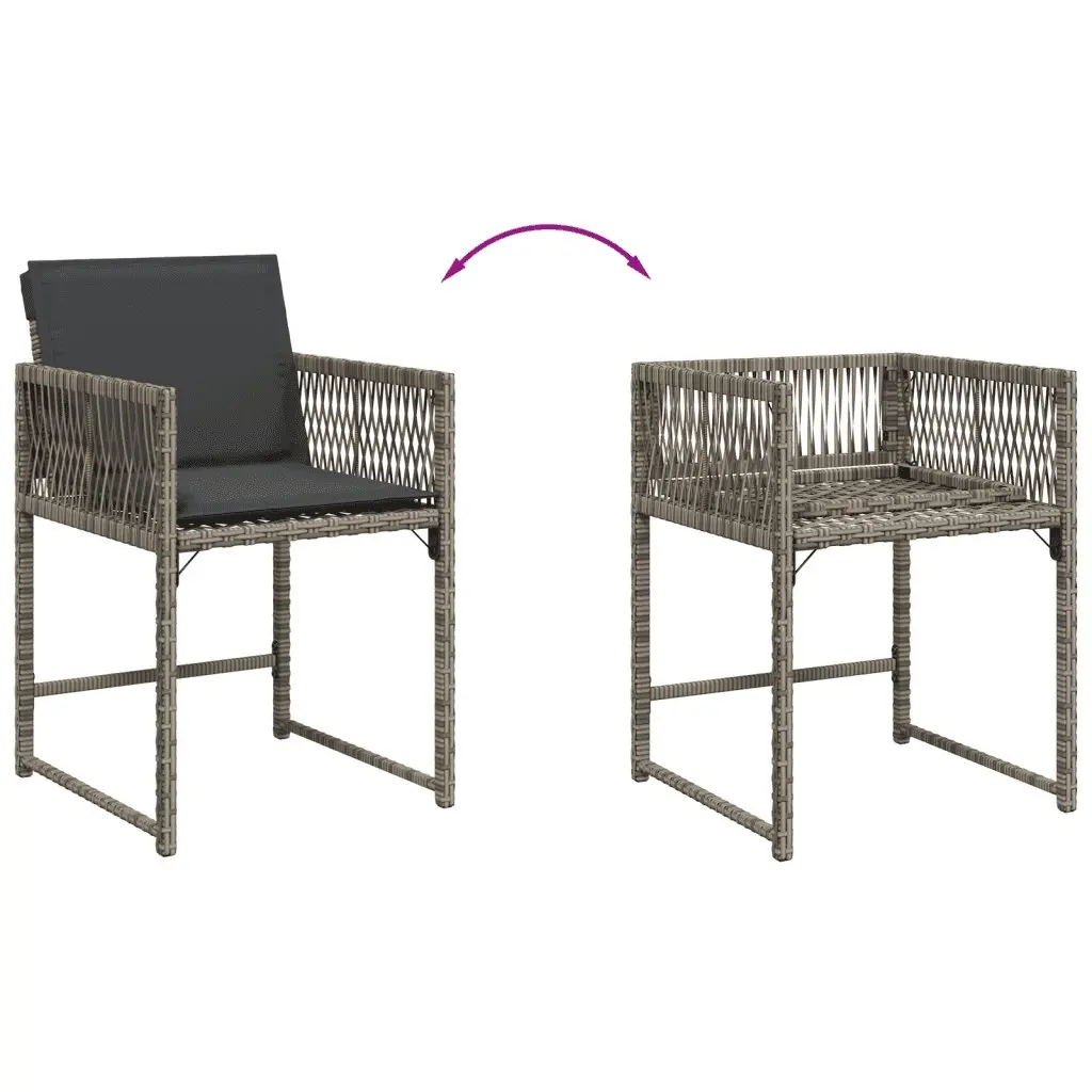 Garden Dining Set 7 Piece PE Rattan Outdoor Furniture Grey with Cushions