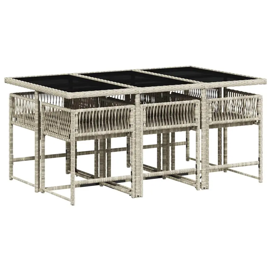 Garden Dining Set 7 Piece Outdoor Furniture Grey Poly Rattan with Cushions
