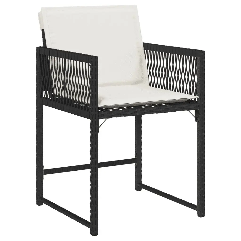 Garden Dining Set PE Rattan 9 Piece Outdoor Patio Furniture Black Acacia Wood Tabletop