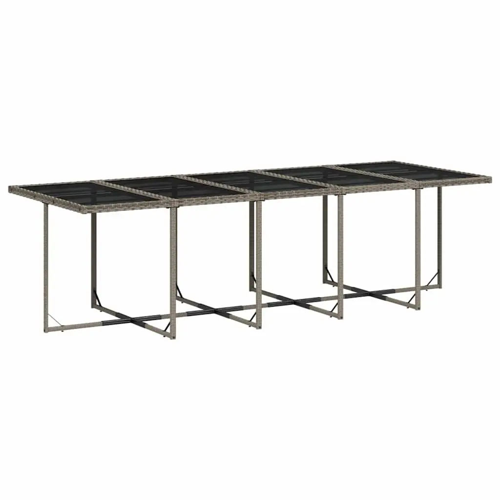 11 Piece Outdoor Dining Set PE Rattan Grey with Tempered Glass Table and Cushions