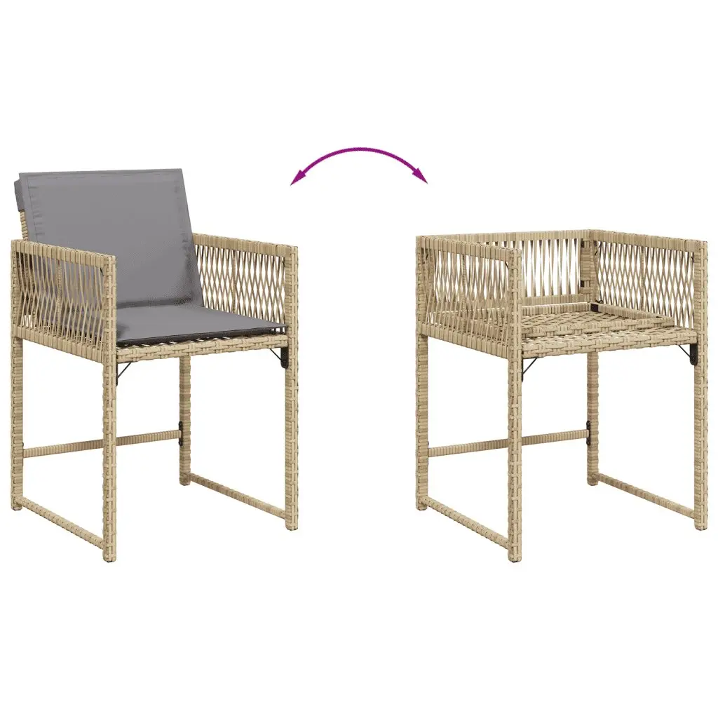 Garden Dining Set PE Rattan 11 Piece Outdoor Furniture Beige with Tempered Glass Table and Padded Cushions