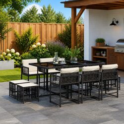 Practical 11-Piece Garden Dining Set for Outdoor Use