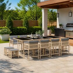 Practical 13-Piece Rattan Garden Set for Outdoor Relaxation