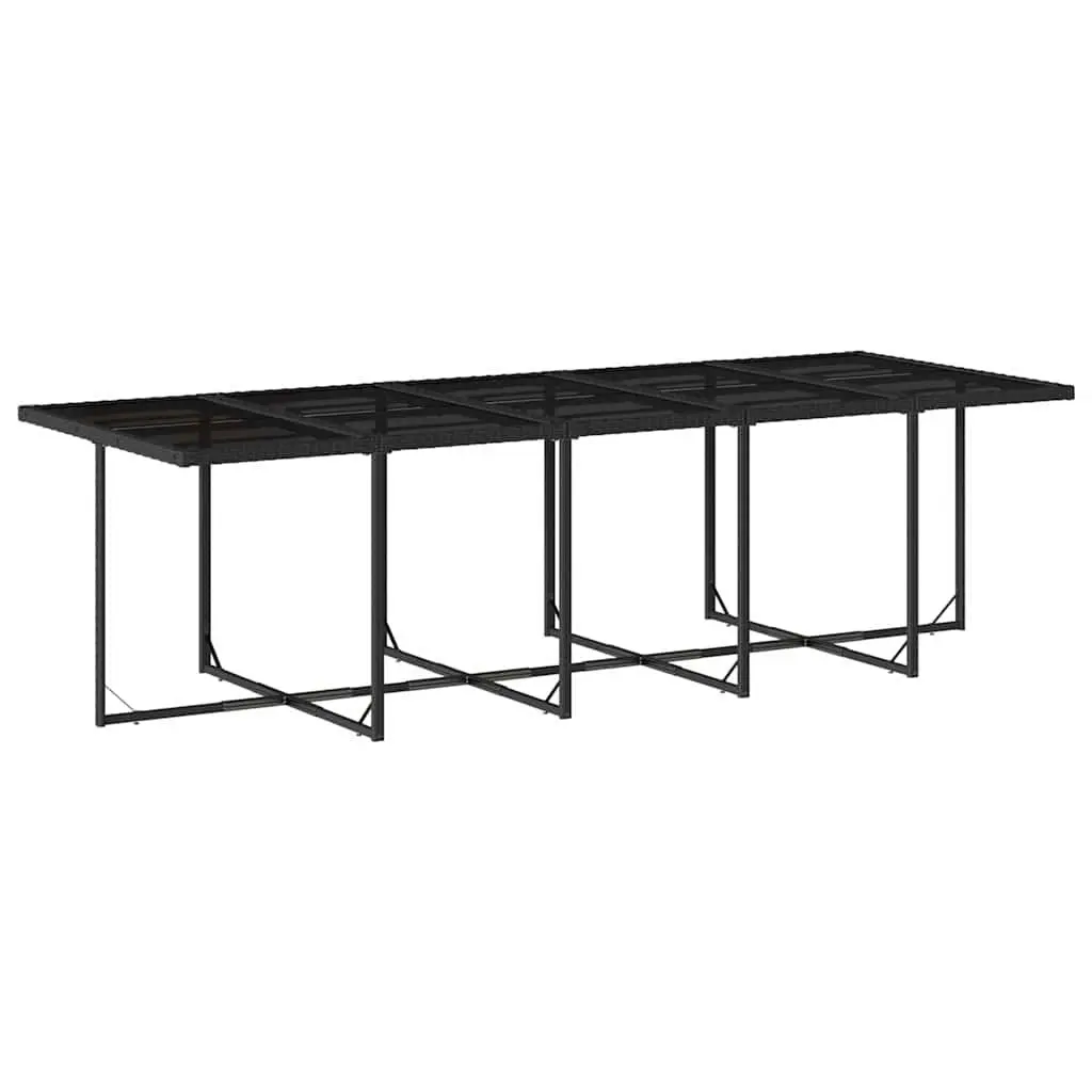 15 Piece Outdoor Dining Set PE Rattan Chairs Table with Cushions Black Patio