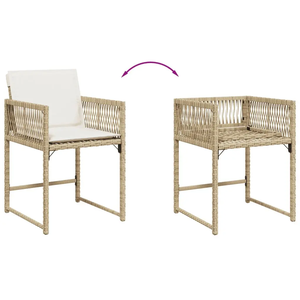 Garden Dining Set 9 Piece PE Poly Rattan Outdoor Furniture Beige with Cushions
