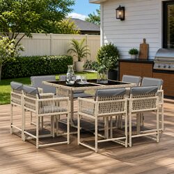Versatile 9 Piece Garden Dining Set for Outdoor Use