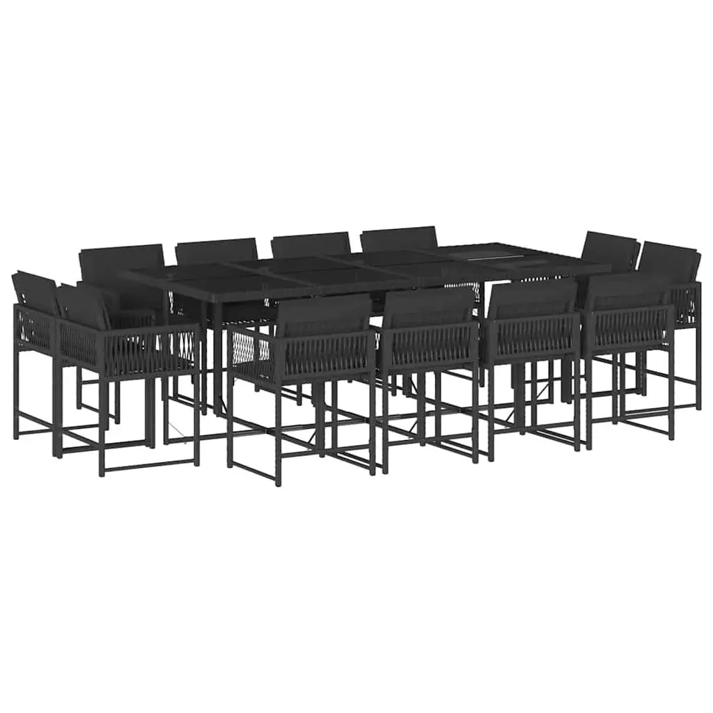 Garden Dining Set 13 Piece Outdoor Furniture Patio Table Chairs Black Poly