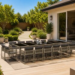 17 Piece Garden Dining Set for Outdoor Use