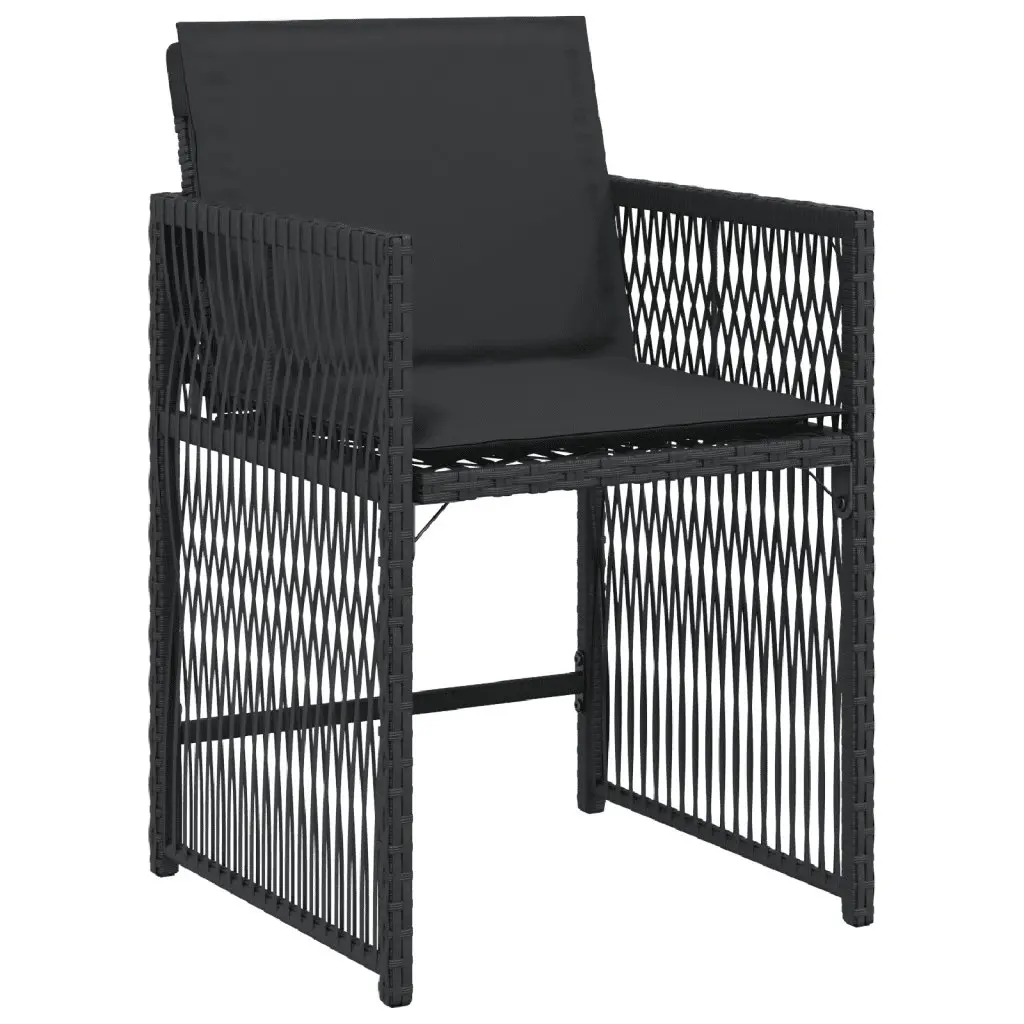 5 Piece Outdoor Garden Dining Set PE Rattan Black Tempered Glass Table
