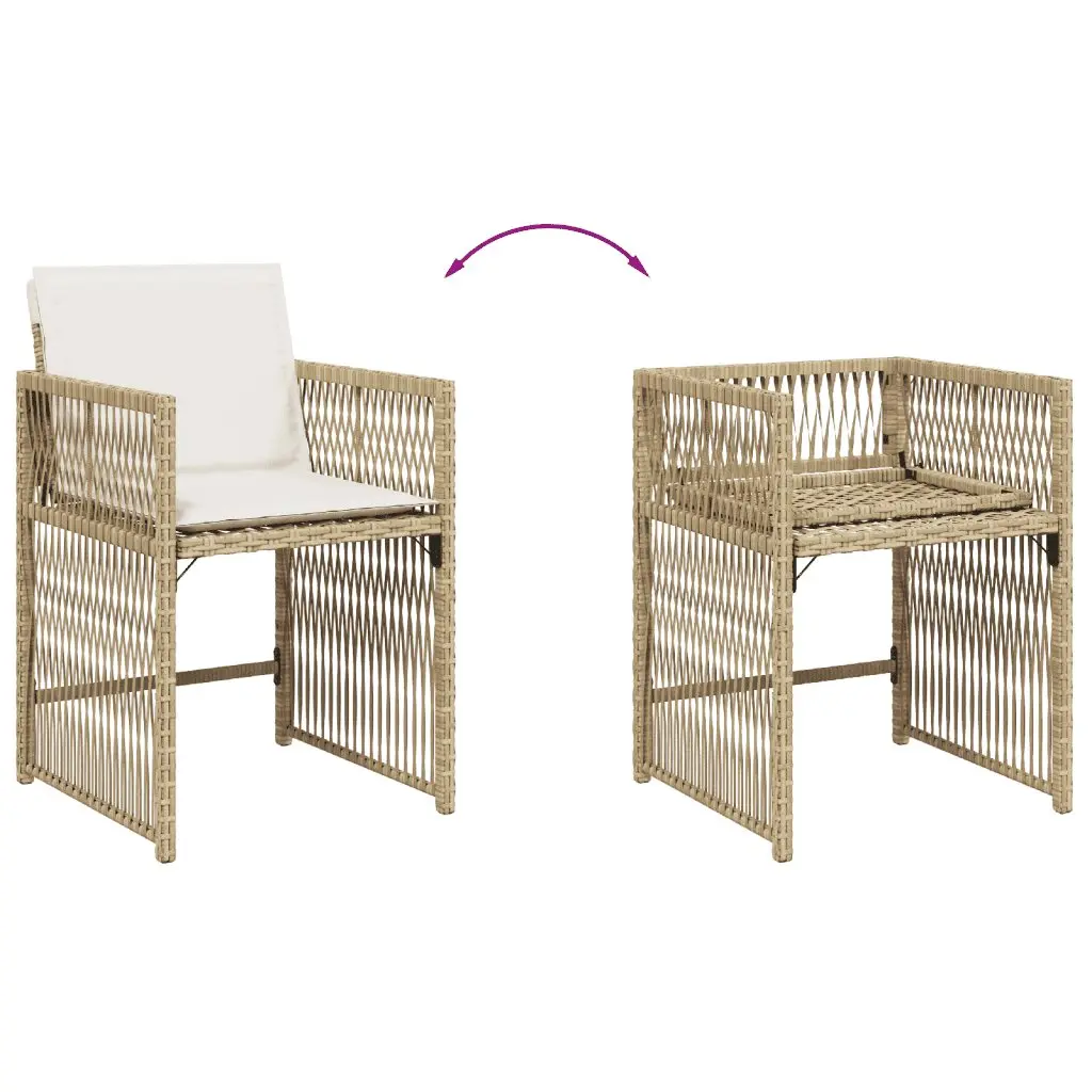 5 Piece Garden Dining Set PE Rattan Beige Outdoor Table Chairs Patio Furniture