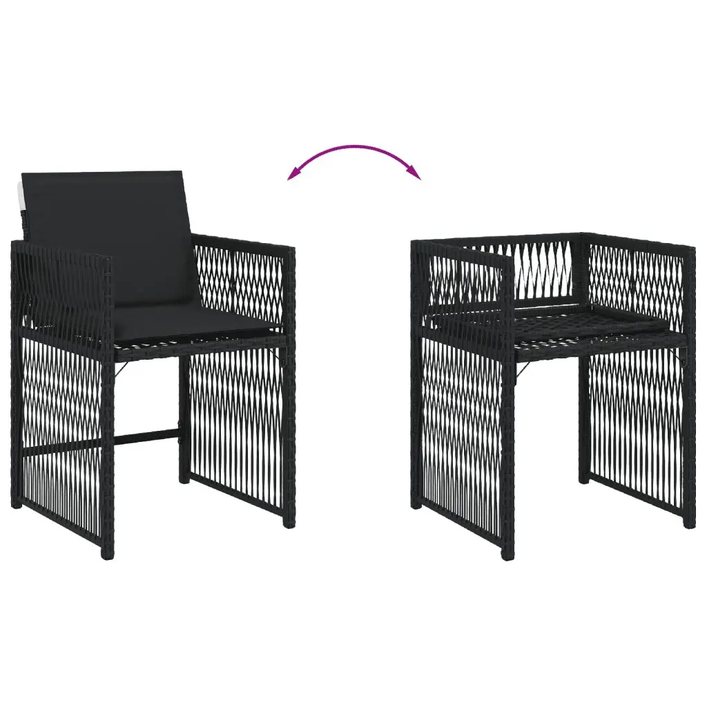 7 Piece Outdoor Dining Set PE Rattan Garden Furniture with Cushions Black