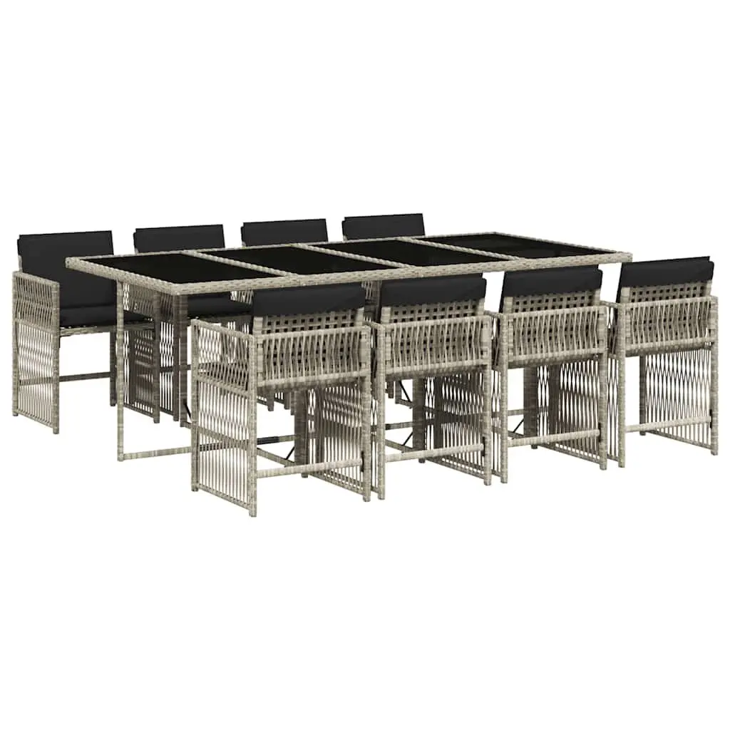 Garden Dining Set 9 Piece PE Rattan Outdoor Furniture Grey Chairs Table