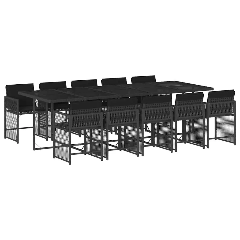 11 Piece Outdoor Dining Set PE Rattan Black Garden Patio Furniture Chairs