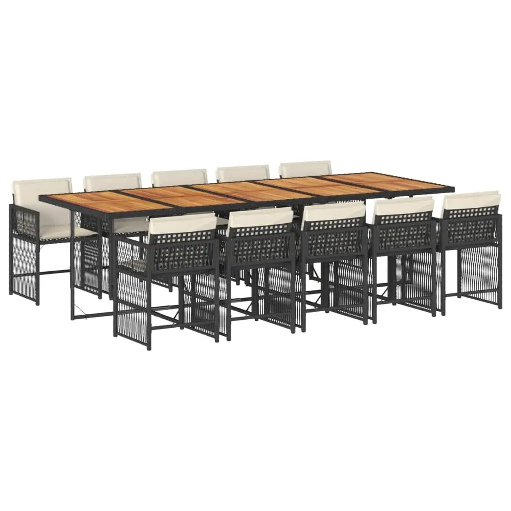 Outdoor Dining Set Poly Rattan 11 Piece Black Chairs Table