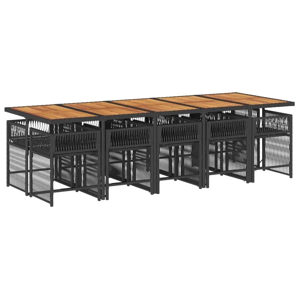 Outdoor Dining Set Poly Rattan 11 Piece Black Chairs Table
