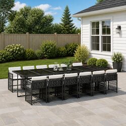Black Outdoor Dining Set 13 Piece with Cushions