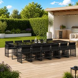 Black Rattan 13-Piece Garden Dining Set