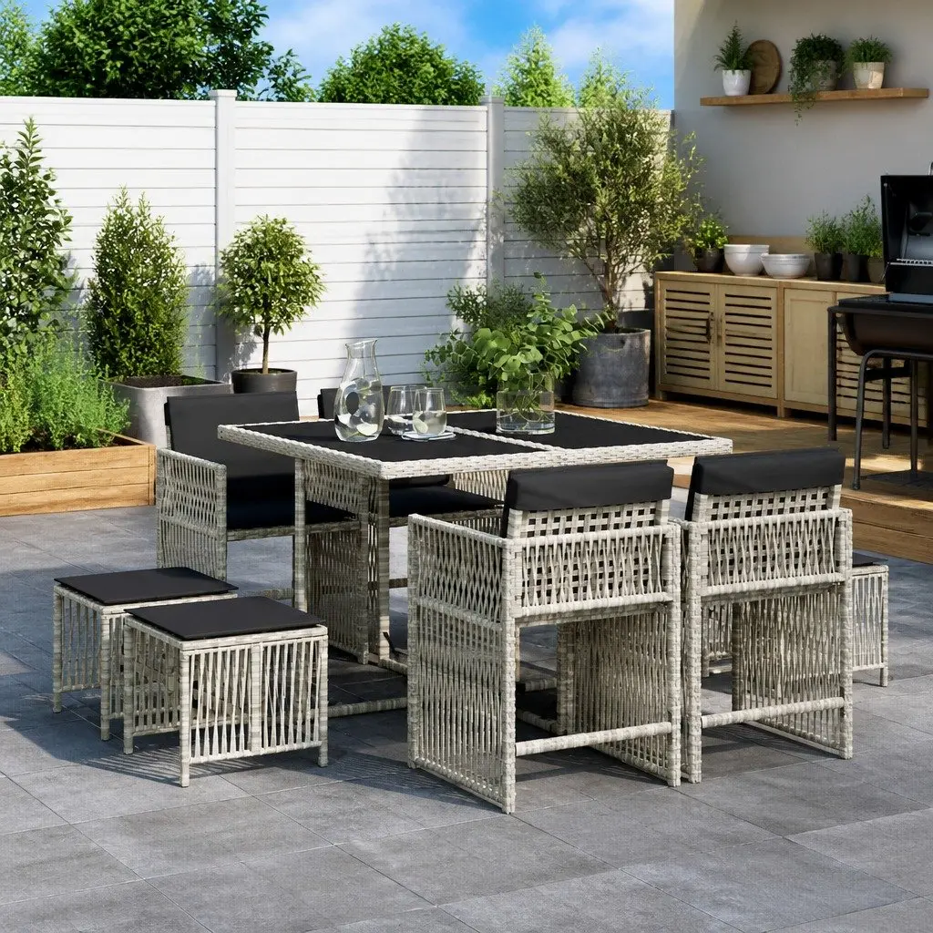 9 Piece Garden Dining Set with Cushions
