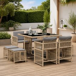 Practical 9 Piece Garden Dining Set for Every Outdoor Occasion