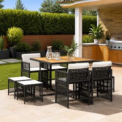 Practical 9 Piece Garden Dining Set for Outdoor Use