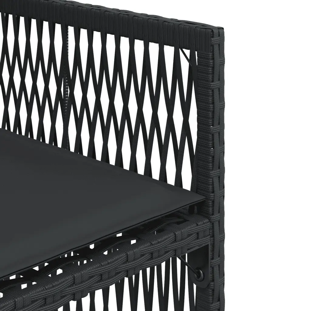 Outdoor Garden Dining Set 11 Piece Black Poly Rattan Table Chairs Cushions Patio
