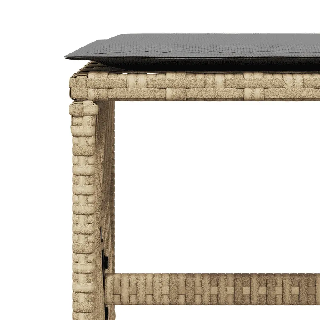 11 Piece Garden Dining Set Outdoor Furniture Beige Poly Rattan Cushions Glass