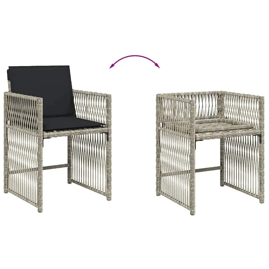 Garden Dining Set 13 Piece PE Rattan Outdoor Furniture Grey with Cushions and Tempered Glass Table
